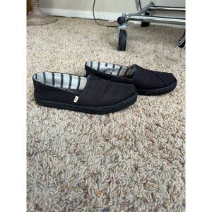 Tom's‎ Women's Classic Black Shoes Size 7.5 slip on round toe